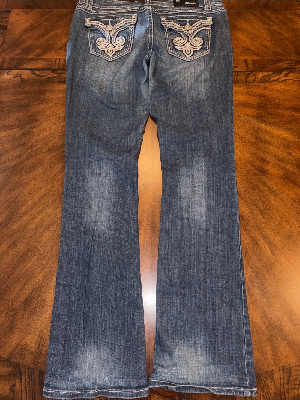 Grace in LA Blue Boot Cut Jeans with Embroidered Back Pockets